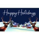 Deer Happy Holidays Flag Knitted Polyester Various Sizes